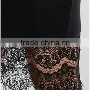 Lace Trim Black Cami Midi Dress Sexy Slim Spaghetti Strap Tight One-piece thumbnail-6