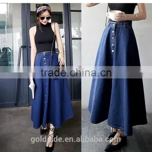 2017 New Fashion Ladies Long Denim Skirts Long Jeans Skirts thumbnail-1
