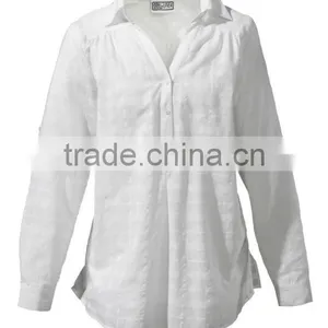 Ladies Plus Size Tunic Cotton Tunic Semi-sheer V-neck Tunic thumbnail-1