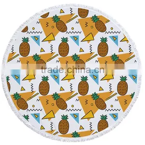 2017 Funny Adult&Kids Printed Velour Round Beach Towels With Tassels Wholesale thumbnail-5