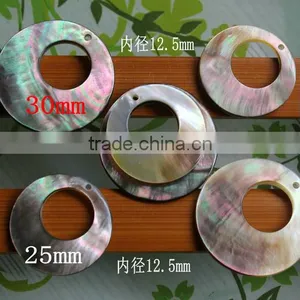 Natural Black Lip Shell Round Loop Charms Pendants Wholesale Diy Black Shell Charms for Earrings Jewelry Assessories thumbnail-1