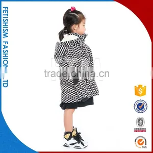 Popular Fancy Cotton Warm Lovely Girl Coat Custom Name Brand Grey Letters Print Long Sleeve Kids Winter Fur Girls Coats For Kids thumbnail-2
