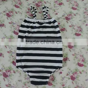Hottest Selling Infant Custom Swimwear Black and White Stripes Gallus Cotton Backless Swimwear Fresh Swimwear Top Popular Summer thumbnail-2