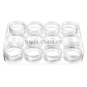 Excellent New 12x9x1.6cm Plastic Box For Jewelry Beads Pills Storage & 12 Round Organizer Containers Jars Bottle Best Promotion thumbnail-2