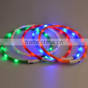 Newest USB Rechargeable Led Dog Pet Flashing Collar Light Up Chargeable Night Safety Necklace Free Size Si Colors Convinient thumbnail-4