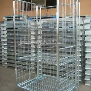 Dense Mesh Lock Wheeling Roll Cage Trolley For Warehouse thumbnail-1
