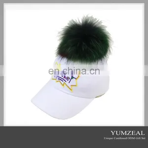 Fashion Unique Faux Fur Pom Pom Hip-hop Pompom Baseball Hat thumbnail-1