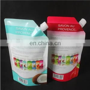 Customized Reusable Juice Drink Food Packaging Bag/ Liquid Stand up Spout Pouch With Top Spout thumbnail-2