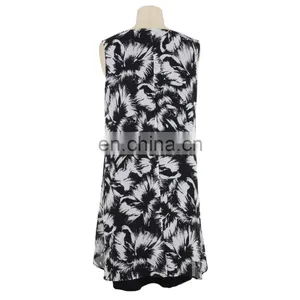Floral Print Neck Trim Old Lady Tunic Guangzhou Manufacturer thumbnail-4