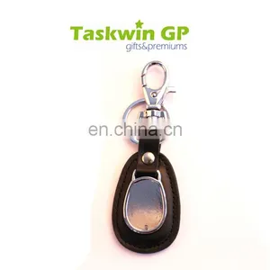 Business Promotion Use Fob Keyring, Cheap Black Genuine Leather Keychain thumbnail-2