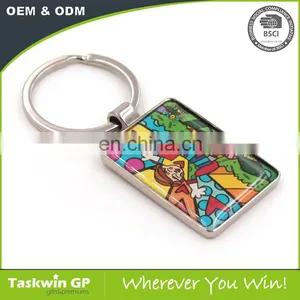 Factory Supply CMYK Printed With Epoxy Metal Keychain thumbnail-2