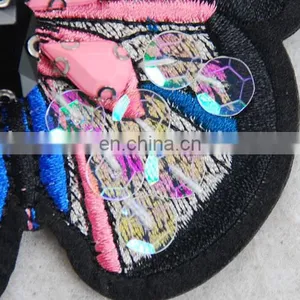Good Quality Wholesale Beaded PINK Butterfly Embroidery Patch for Clothing thumbnail-5
