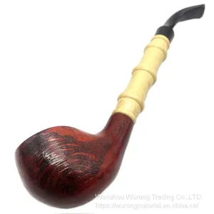 245mm Length Wooden Resin Medium Tobacco Pipe With Small Color Mixture-head and Bamboo Joint Tube for Smoking thumbnail-4
