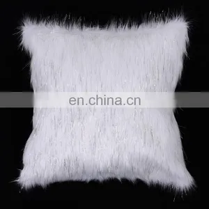 Custom Latest Design Pink Cover Fur Plush Body Car Waist Cushion /pillow Shaggy Faux Fur Cushion With Metallic Yarn thumbnail-3