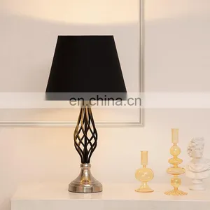 Accept Own Custom Hotel Home Living Room Decoration Silver-plated Base Black Metal Table Lamp thumbnail-6