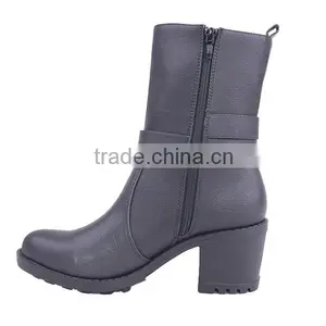 Wholesale Cowboy Female Half Boots Women Zipper Boots High Heels With Buckles thumbnail-4