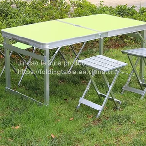 Outdoor Lightweight Portable Camping Aluminum Picnic Table Chairs Set thumbnail-2