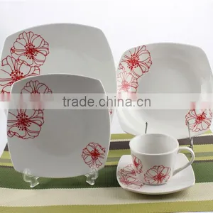 20 Pcs Porcelain Dinner Set Direct Supply Form Factory Ceramic Square Shape Dinner Setceramic Dinner Plate and Soup Bowl thumbnail-1
