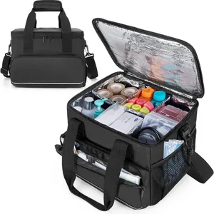 The Insulated Medical Bag With Adjustable Dividers, Medical Supplies Water-Proof Case for Travel, Camping,Home,Black thumbnail-1
