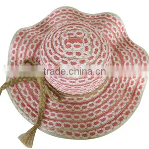 Ladies Fashion Summer Straw Striped Straw Beach Hat thumbnail-1