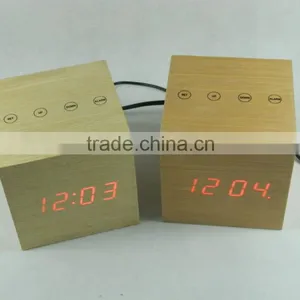 Nature Material High Quality Sensor Indoor Wooden Clock thumbnail-1