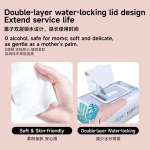 Baby Wet Wipes 80 Sheets, Pure Water Formula, Alcohol-Free, Extra Thick & Soft, for Baby Hand Mouth & Hip Cleaning, Household Wholesale thumbnail-2