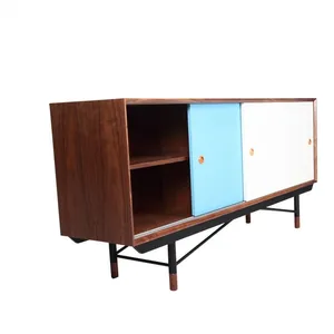Finn Juhl 1955 Replica Arne Sideboard Mid Century Modern Walnut Color Sliding Door Dining Storage Credenza Cabinet thumbnail-5