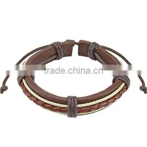 Classic Men Genuine Leather Wristband Bracelet thumbnail-1