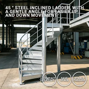 Corrosion Proof Galvanized Steel Industrial Cage Ladder Vertical Climbing Ladder for Coastal Area thumbnail-1