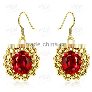 Ruby Stone Wavy Round Line Earring Bule Gemstone Jewelry Earring thumbnail-2