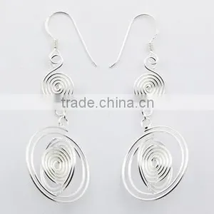 Handcrafted 925 Wirework Spirals Dangle Earring thumbnail-1