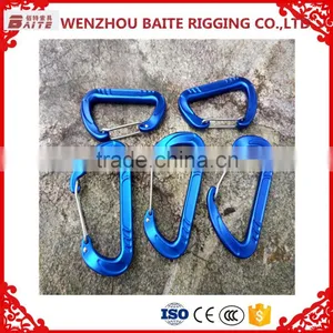 Outdoor Blue D Shaped Carabiner Bit Aluminum Snap Hook, Mini Carabiner Hammock Aluminum Spring Hook thumbnail-1