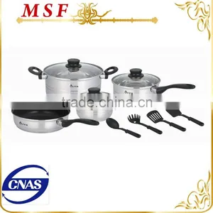 MSF-3947 FDA LFGB CNAS Test Approved Cookware Set 11pcs Stainless Steel Cookware Set With Nylon Kitchen Tools Quality Choice thumbnail-1