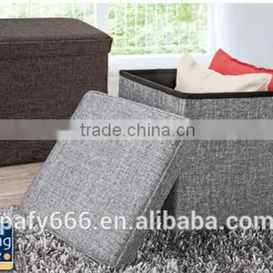 Fabric Foldable Storage Ottoman Storage Case thumbnail-1