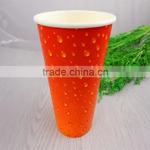 Logo Printed Food Grade Eco-friendly Cold Drink Disposable 16oz Paper Cup Cold Beverage Logo Color Printed OEM Accepted thumbnail-1