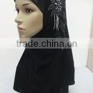 H283 New Style One Piece Hijab With Handmade Chains and Beadings thumbnail-2
