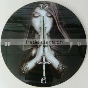 Glass Decorative Wall Round Wall Mounted Clock thumbnail-1