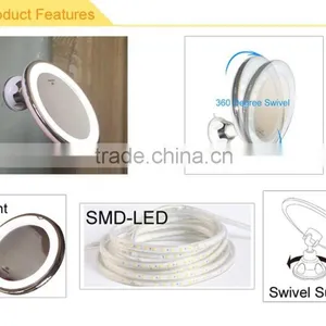 Adjustable Makeup Mirror LED Lighted Vanity Bathroom Mirror Sensitive Button thumbnail-4