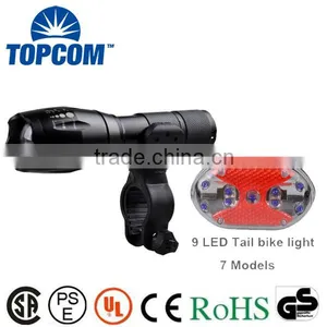 Waterproof Glow In The Dark G700 E17 Type Bicycle Zoomable Latern Lamp Light & 9 LED Rear Light Set thumbnail-1