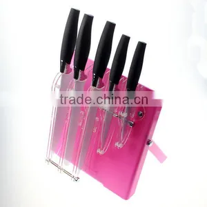 Color Knife Set With Block thumbnail-1