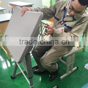 Folding School Desk Adjustable School Desk and Chair Modern School Furniture HXZY049 thumbnail-2