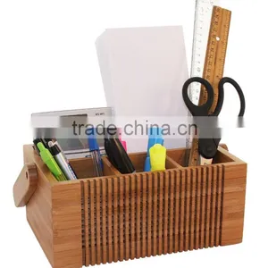 Factory Wholesale Bamboo Utensil Caddy, Flatware & Kitchen Utensils Holding Box Quality Choice thumbnail-2