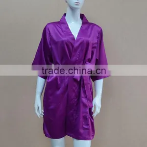Fancy Purple Short Matte Stretch Satin Nightgown/pajamas thumbnail-2