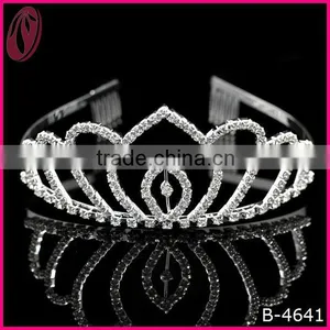 Wedding Crystal Pearl Crown Beaded Tiara For Bride thumbnail-1