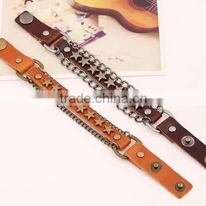 Punk Cool Men Womens Wide Genuine Leather Belt Bracelet Cuff Wristband Bangle thumbnail-3
