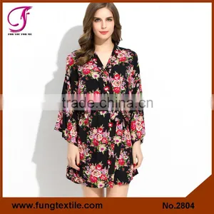 FUNG 2802 Women Floral Wholesale Cotton Robe thumbnail-3