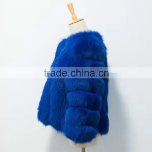 Short Blue Fashional Womens Fur Jacket Fox Fur Coat for Women Winter thumbnail-3