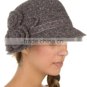 Womens Vintage Style Cloche Bucket Bell Hat With Flower Accent thumbnail-1