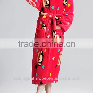 Cheap Wholesale 100%polyester Printed Bathrobes for Women thumbnail-1