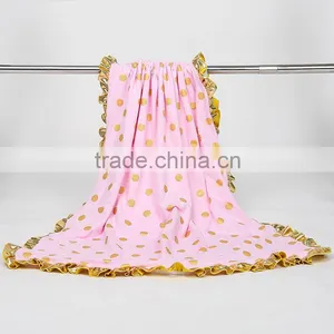 Wholesale Latest Cotton Blanket China Factory Deep Pink Gold Polka Dot Blanket thumbnail-3